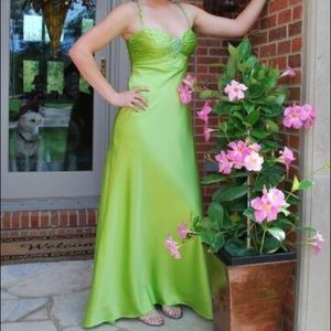 Dave & Johnny Lime Green Formal Dress